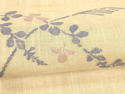 平和屋着物＊夏物 八寸名古屋帯 草葉文 麻 逸品 DABA0458cm