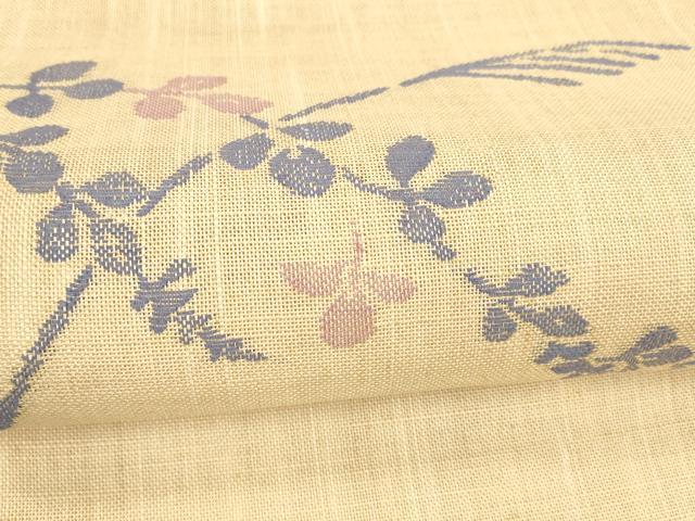 平和屋着物＊夏物 八寸名古屋帯 草葉文 麻 逸品 DABA0458cm