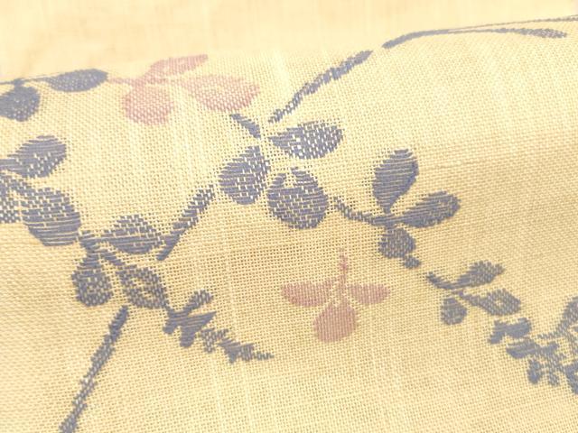平和屋着物＊夏物 八寸名古屋帯 草葉文 麻 逸品 DABA0458cm