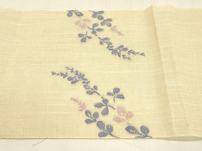 平和屋着物＊夏物 八寸名古屋帯 草葉文 麻 逸品 DABA0458cm