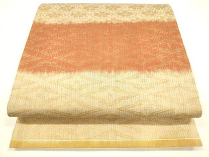 平和屋着物＊夏物 六通柄袋帯 花菱文 金糸 正絹 逸品 DABA0463cm