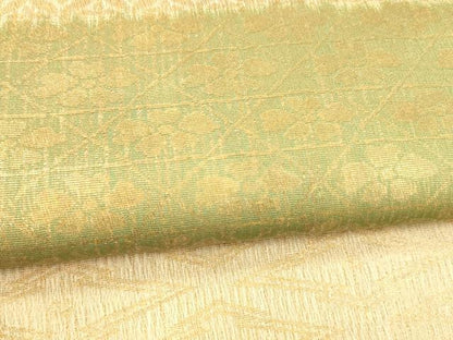 平和屋着物＊夏物 六通柄袋帯 花菱文 金糸 正絹 逸品 DABA0463cm