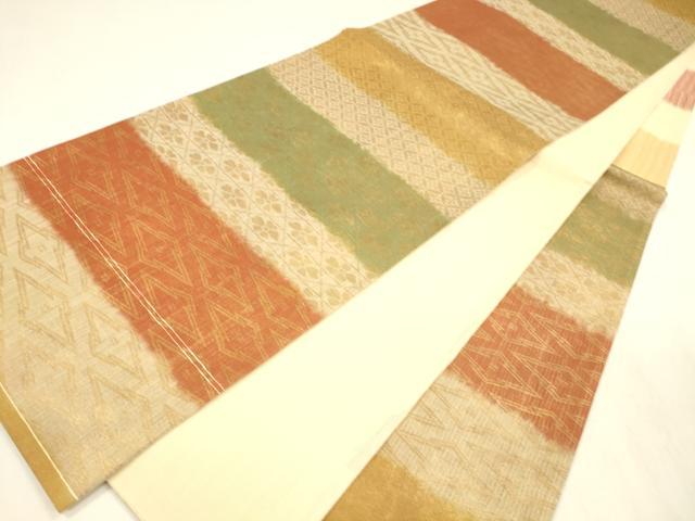 平和屋着物＊夏物 六通柄袋帯 花菱文 金糸 正絹 逸品 DABA0463cm
