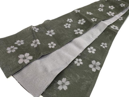 平和屋着物＊夏物 半幅帯 枝桜 黒地 DABA0468cm
