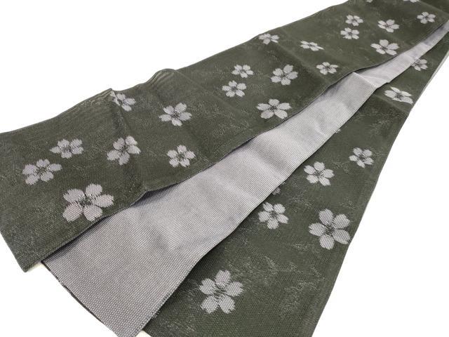 平和屋着物＊夏物 半幅帯 枝桜 黒地 DABA0468cm