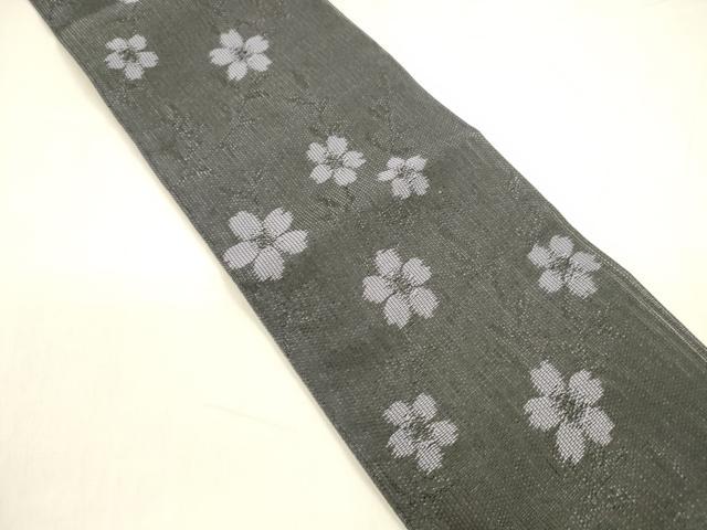 平和屋着物＊夏物　半幅帯　枝桜　黒地　DABA0468cm 平和屋着物＊夏物 半幅帯 枝桜 黒地 DABA0468cm