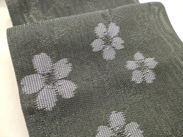 平和屋着物＊夏物　半幅帯　枝桜　黒地　DABA0468cm 平和屋着物＊夏物 半幅帯 枝桜 黒地 DABA0468cm