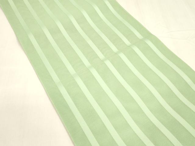 平和屋着物＊夏物 博多織 八寸名古屋帯 間道 薄萌葱色 DABA0471cm