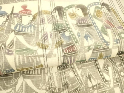 平和屋着物＊夏物　松煙染の第一人者　川島草苑　九寸名古屋帯　絹紅梅　壁画文様　正絹　逸品　DABA0473cm