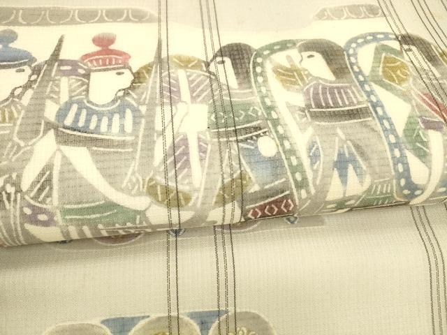 平和屋着物＊夏物　松煙染の第一人者　川島草苑　九寸名古屋帯　絹紅梅　壁画文様　正絹　逸品　DABA0473cm
