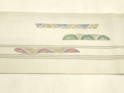 平和屋着物＊夏物　松煙染の第一人者　川島草苑　九寸名古屋帯　絹紅梅　壁画文様　正絹　逸品　DABA0473cm