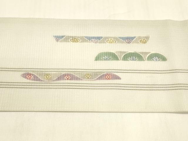 平和屋着物＊夏物　松煙染の第一人者　川島草苑　九寸名古屋帯　絹紅梅　壁画文様　正絹　逸品　DABA0473cm