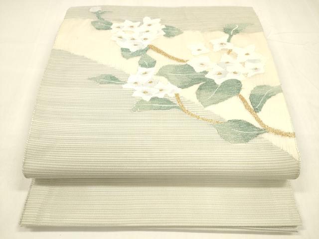 平和屋着物＊夏物 絽綴れ 太鼓柄袋帯 紫陽花 金銀糸 正絹 逸品 DABA0474cm