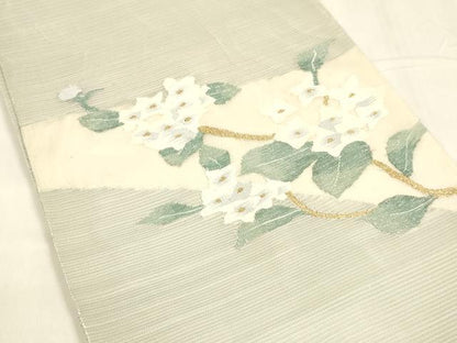 平和屋着物＊夏物 絽綴れ 太鼓柄袋帯 紫陽花 金銀糸 正絹 逸品 DABA0474cm
