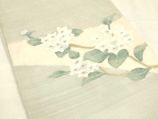 平和屋着物＊夏物 絽綴れ 太鼓柄袋帯 紫陽花 金銀糸 正絹 逸品 DABA0474cm