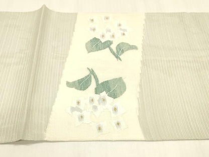 平和屋着物＊夏物 絽綴れ 太鼓柄袋帯 紫陽花 金銀糸 正絹 逸品 DABA0474cm