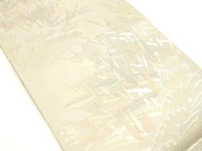 平和屋着物＊夏物 六通柄袋帯 流水草葉文 金銀糸 正絹 逸品 DABA0478cm