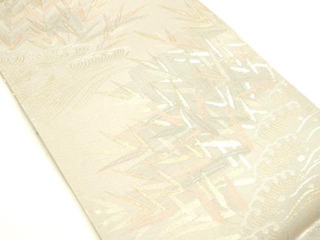 平和屋着物＊夏物 六通柄袋帯 流水草葉文 金銀糸 正絹 逸品 DABA0478cm
