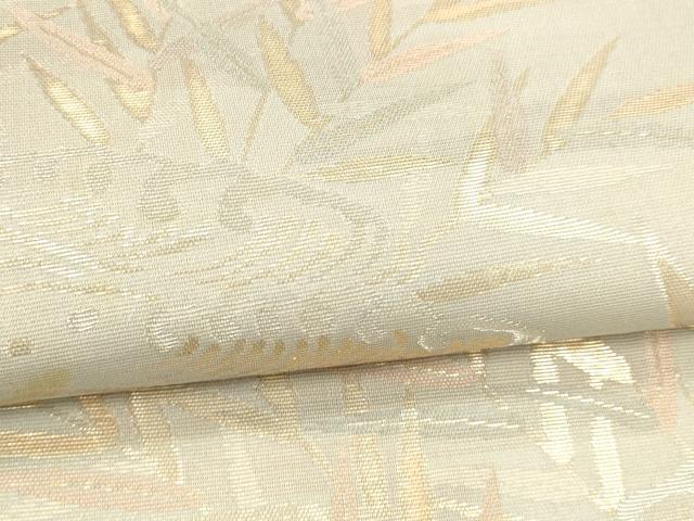 平和屋着物＊夏物 六通柄袋帯 流水草葉文 金銀糸 正絹 逸品 DABA0478cm