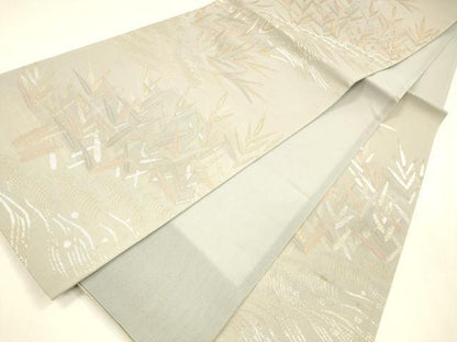 平和屋着物＊夏物 六通柄袋帯 流水草葉文 金銀糸 正絹 逸品 DABA0478cm