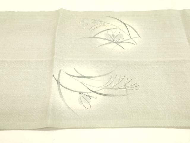 平和屋着物＊夏物 絹芭蕉 太鼓柄袋帯 手描き 鈴虫草葉文 正絹 逸品 DABA0479cm