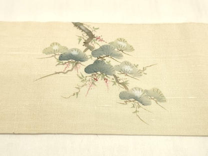 平和屋着物＊夏物 九寸名古屋帯 手描き 松文 藤花房 正絹 逸品 DABA0481cm