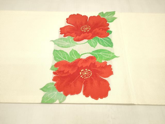平和屋着物＊夏物 九寸開き名古屋帯 草花文 金銀糸 正絹 逸品 DABA0482cm