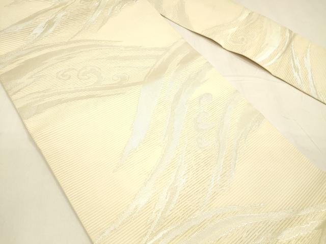 平和屋着物＊夏物 九寸名古屋帯 流水文 銀糸 正絹 逸品 DABA0486cm