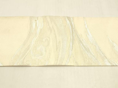 平和屋着物＊夏物 九寸名古屋帯 流水文 銀糸 正絹 逸品 DABA0486cm