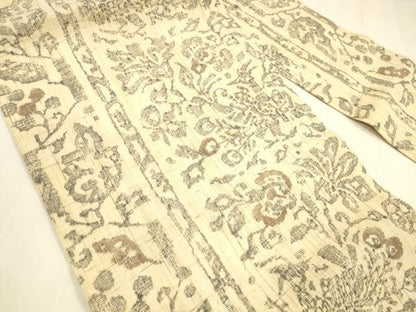 平和屋着物＊夏物 全通柄九寸名古屋帯 草花文 麻 逸品 DABA0492cm