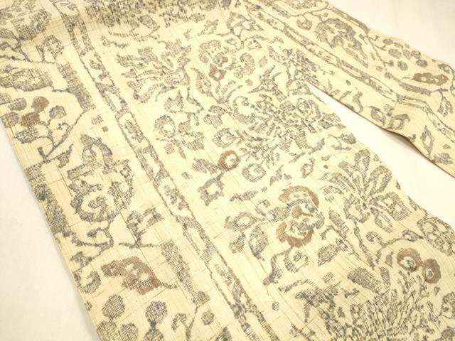 平和屋着物＊夏物 全通柄九寸名古屋帯 草花文 麻 逸品 DABA0492cm