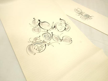 平和屋着物＊夏物 九寸名古屋帯 作家物 手描き 瓢箪文字文 正絹 逸品 DABA0494cm