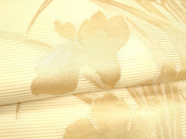 平和屋着物＊夏物 九寸名古屋帯 杜若 金糸 正絹 逸品 DABA0496cm