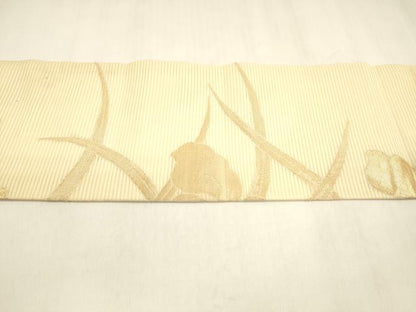 平和屋着物＊夏物 九寸名古屋帯 杜若 金糸 正絹 逸品 DABA0496cm