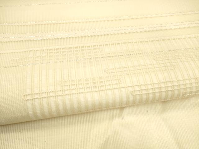 平和屋着物＊夏物 九寸名古屋帯 横段文 銀糸 正絹 逸品 DABA0498cm