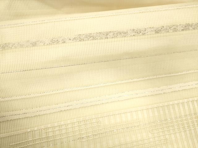 平和屋着物＊夏物 九寸名古屋帯 横段文 銀糸 正絹 逸品 DABA0498cm