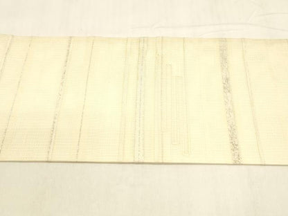 平和屋着物＊夏物 九寸名古屋帯 横段文 銀糸 正絹 逸品 DABA0498cm