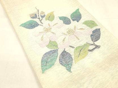 平和屋着物＊夏物 六通柄袋帯 枝花文 金銀糸 正絹 逸品 DABA0500cm