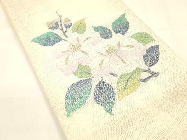 平和屋着物＊夏物 六通柄袋帯 枝花文 金銀糸 正絹 逸品 DABA0500cm