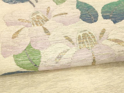 平和屋着物＊夏物 六通柄袋帯 枝花文 金銀糸 正絹 逸品 DABA0500cm