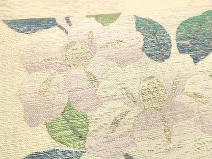 平和屋着物＊夏物 六通柄袋帯 枝花文 金銀糸 正絹 逸品 DABA0500cm