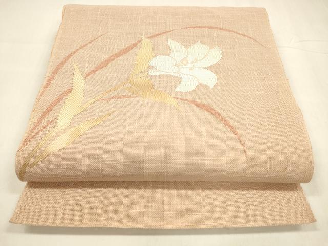 平和屋着物＊夏物 八寸名古屋帯 草花文 DABA0504cm