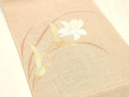 平和屋着物＊夏物 八寸名古屋帯 草花文 DABA0504cm