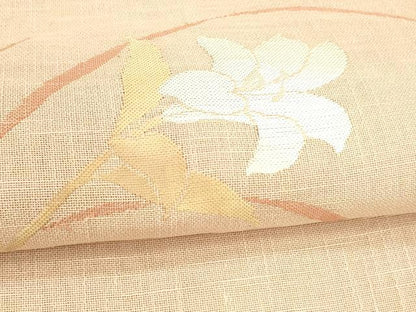 平和屋着物＊夏物 八寸名古屋帯 草花文 DABA0504cm
