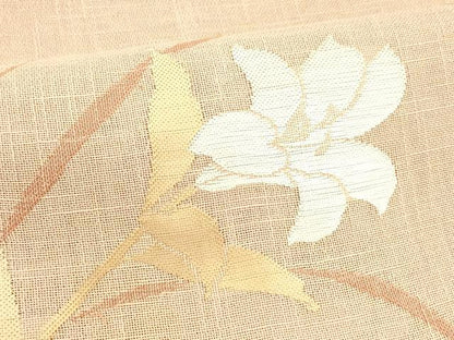 平和屋着物＊夏物 八寸名古屋帯 草花文 DABA0504cm