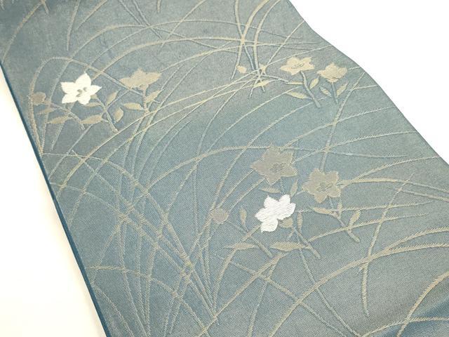 平和屋着物＊夏物 六通柄 京袋帯 草花文 金糸 正絹 逸品 DABA0505cm