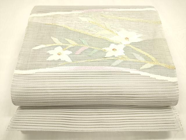 平和屋着物＊夏物 絽綴れ 八寸名古屋帯 枝花文 金銀糸 正絹 逸品 DABA0507cm