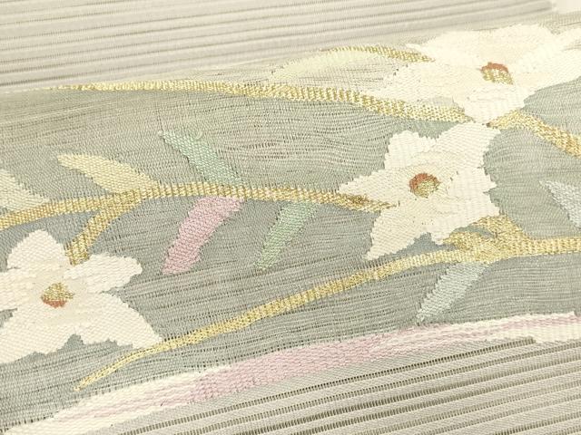 平和屋着物＊夏物 絽綴れ 八寸名古屋帯 枝花文 金銀糸 正絹 逸品 DABA0507cm