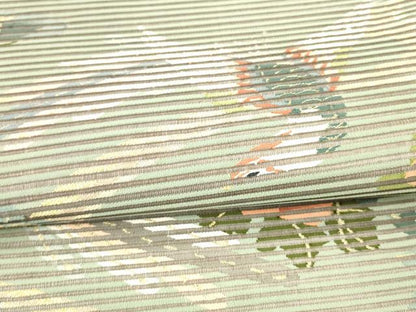 平和屋着物＊夏物 絽綴れ 太鼓柄袋帯 鳳凰流水花文 金糸 正絹 逸品 DABA0509cm