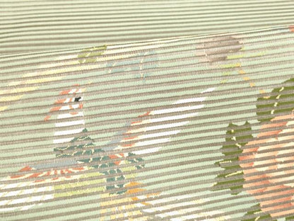 平和屋着物＊夏物 絽綴れ 太鼓柄袋帯 鳳凰流水花文 金糸 正絹 逸品 DABA0509cm